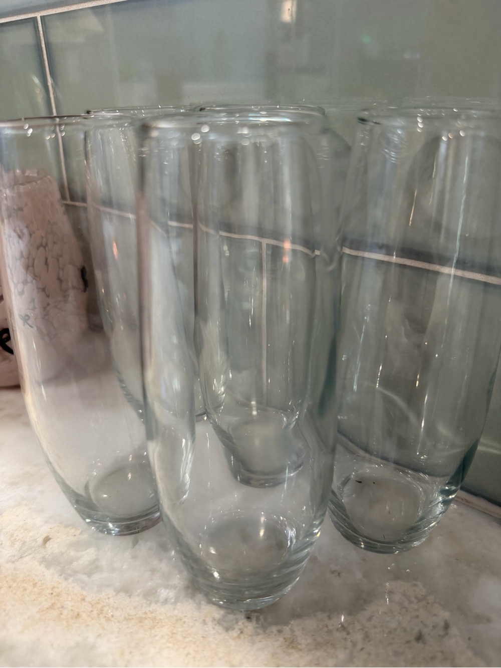 Clear Tall Drinking Glasses - Set of 6